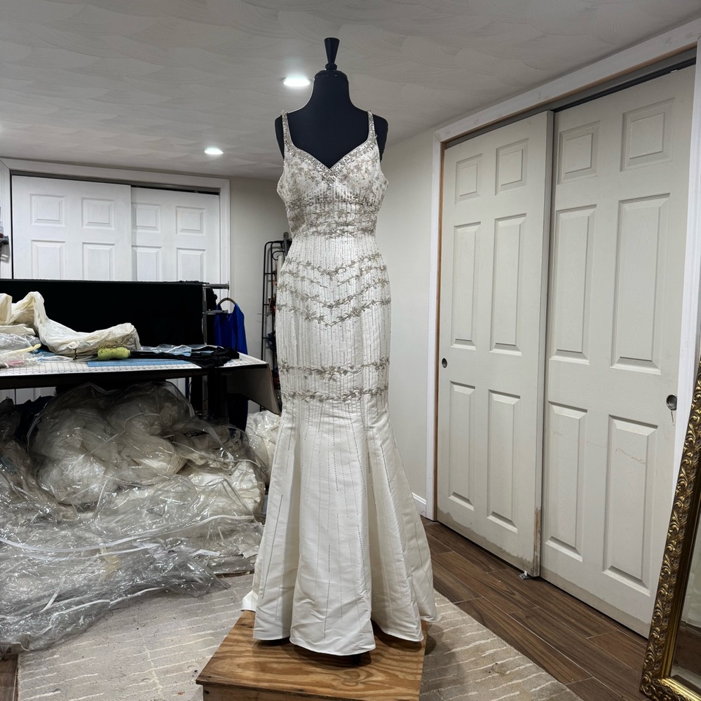 Beaded, backless Wedding Gown